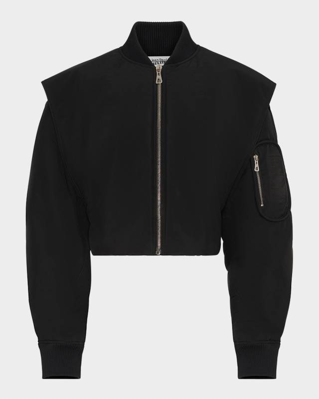 Hidden Hood Crop Bomber Jacket